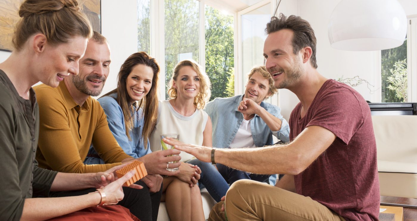 Indoor party situation with adults