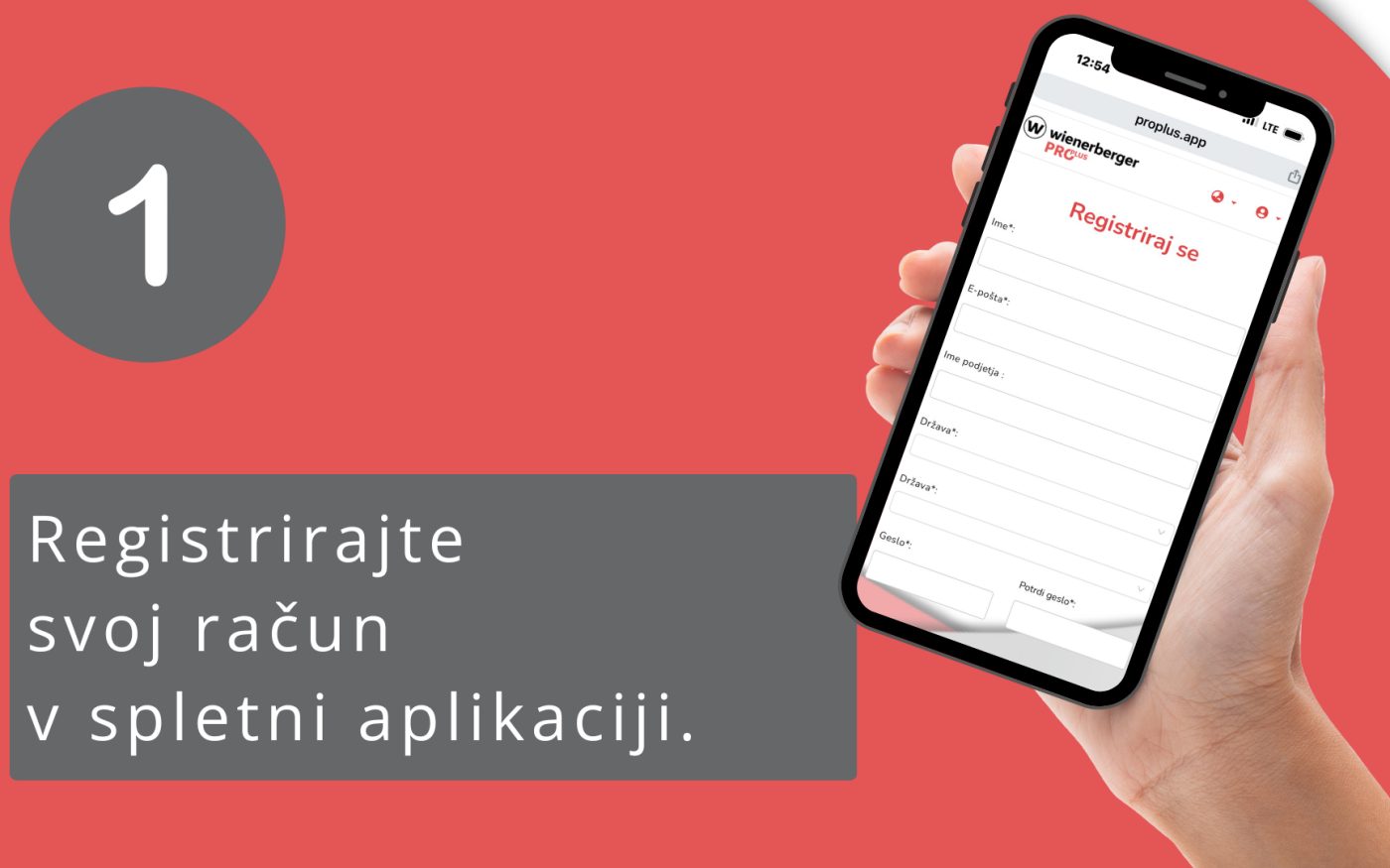 Korak 1 k članitvi v PROplus program - REGISTRACIJA | wienerberger