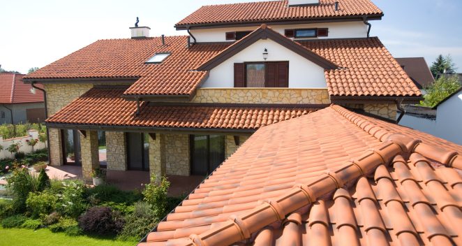 Single family house with monk and nun roof tile Poland