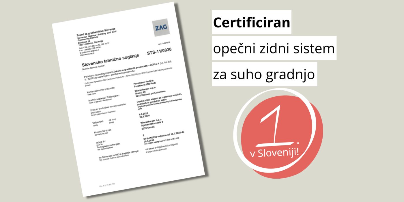 STS, Slovensko tehnično soglasje Porotherm Profi zidni sistem | wienerberger