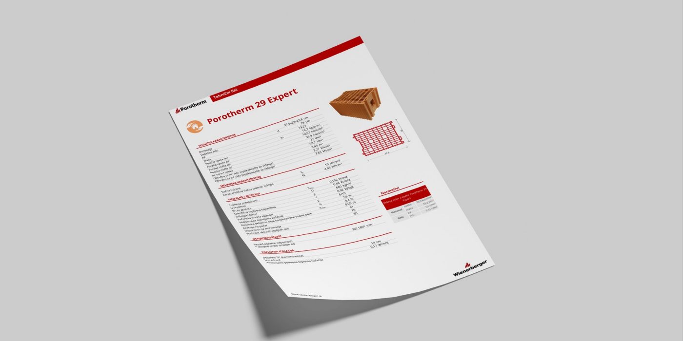 Tehnični list Porotherm 29 Expert - Wienerberger