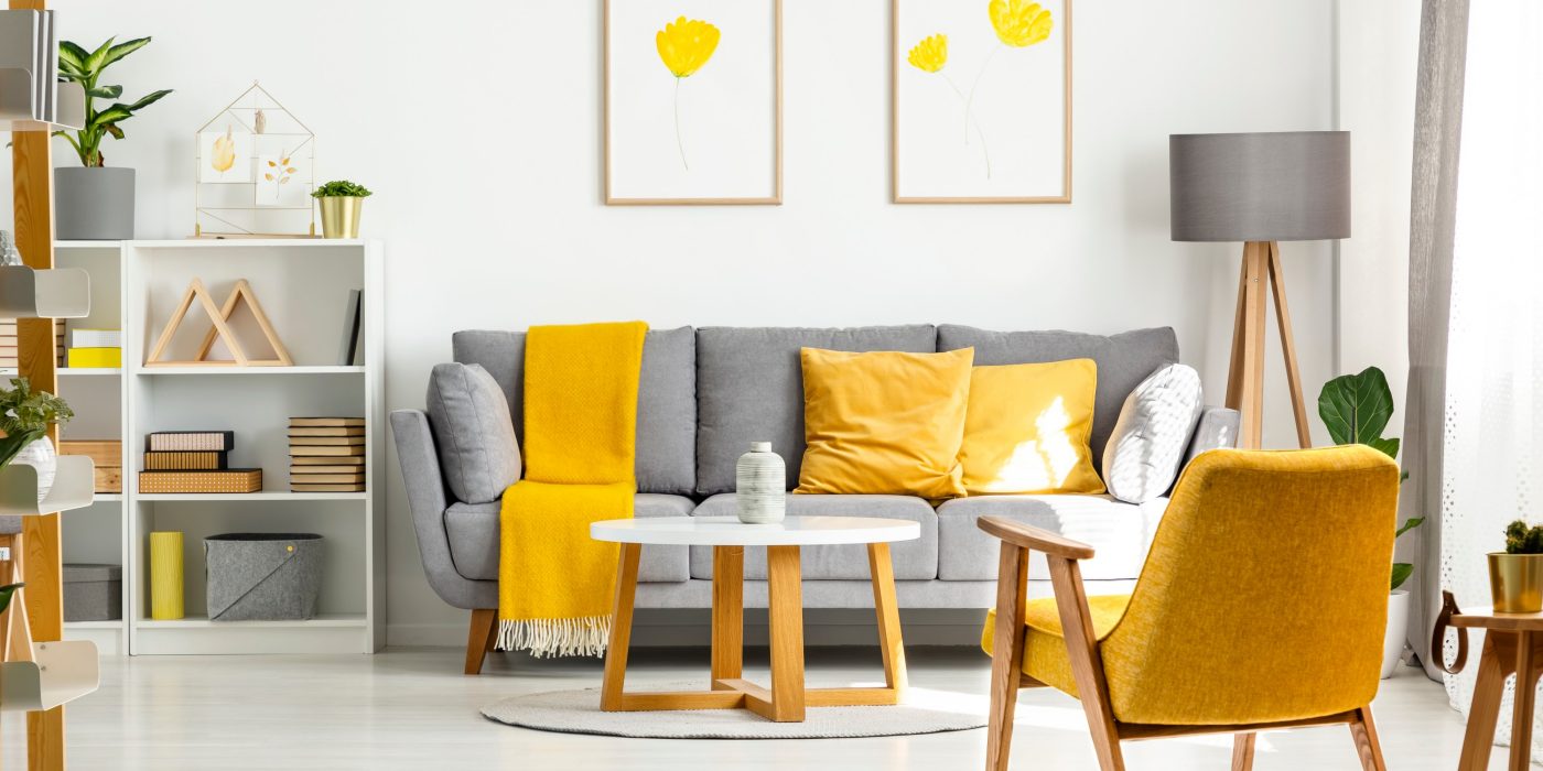 Interier dnevnega prostora v barvah