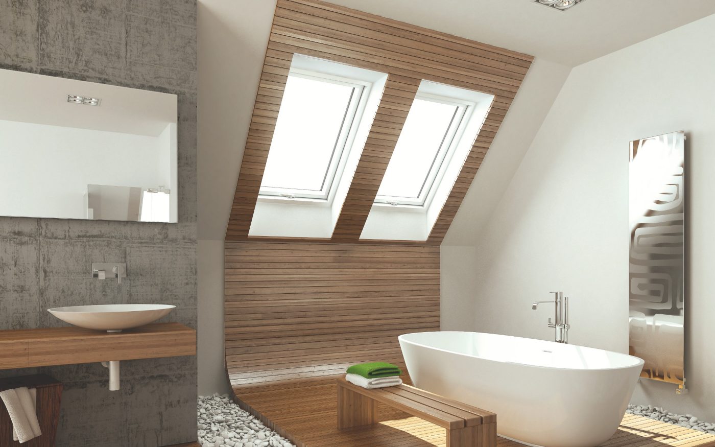Strešna okna v moderni kopalnici
